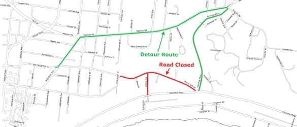Taft Road and Collins Ave. Closed Dec. 29 through Jan. 4